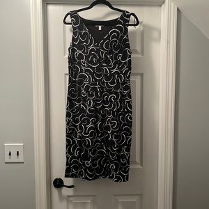 Black and white layered midi dress